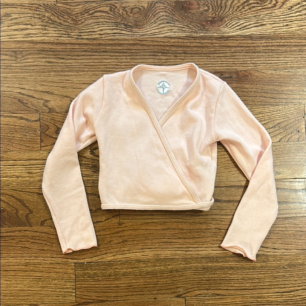 Light pink Long Sleeve ballet Wrap sweater
